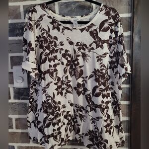 Liz Claiborne Brown Floral Short Sleeve Top